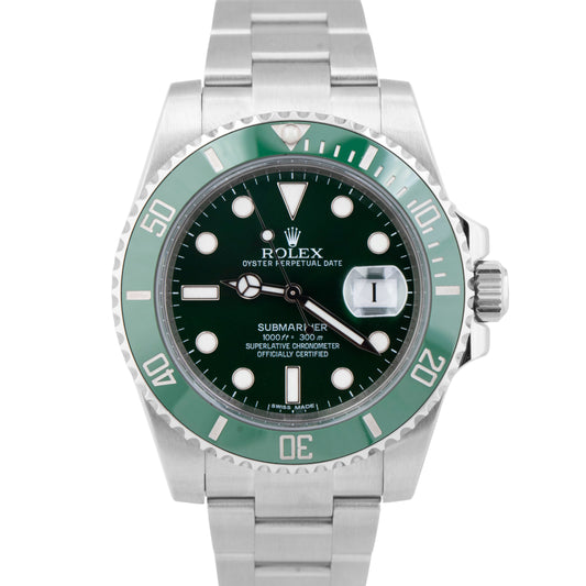 MINT 2017 Rolex Submariner Date Hulk Green Ceramic Stainless Watch 116610 LV BOX