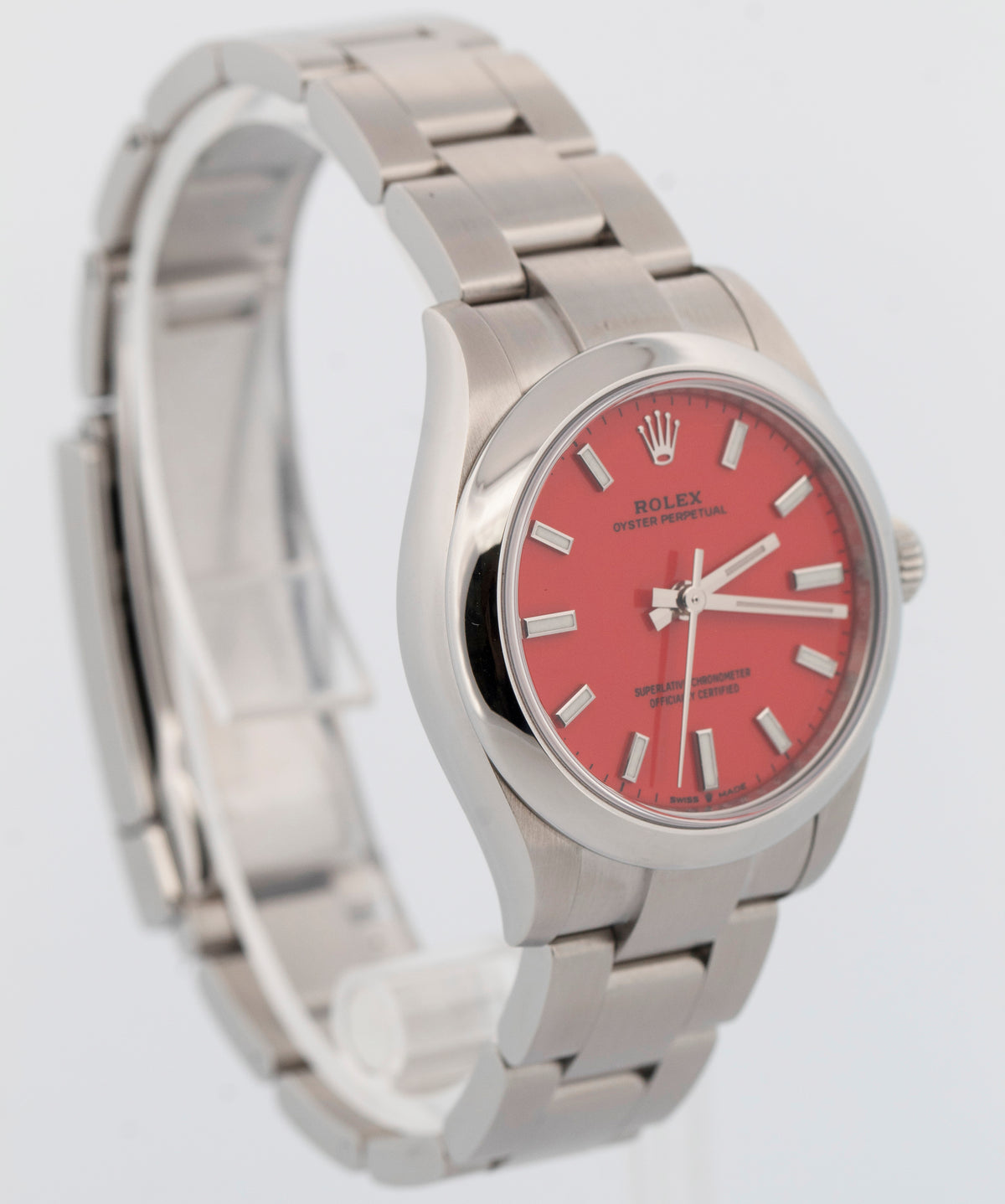 2021 PAPERS Rolex Oyster Perpetual CORAL RED Steel 31mm 277200 Watch BOX