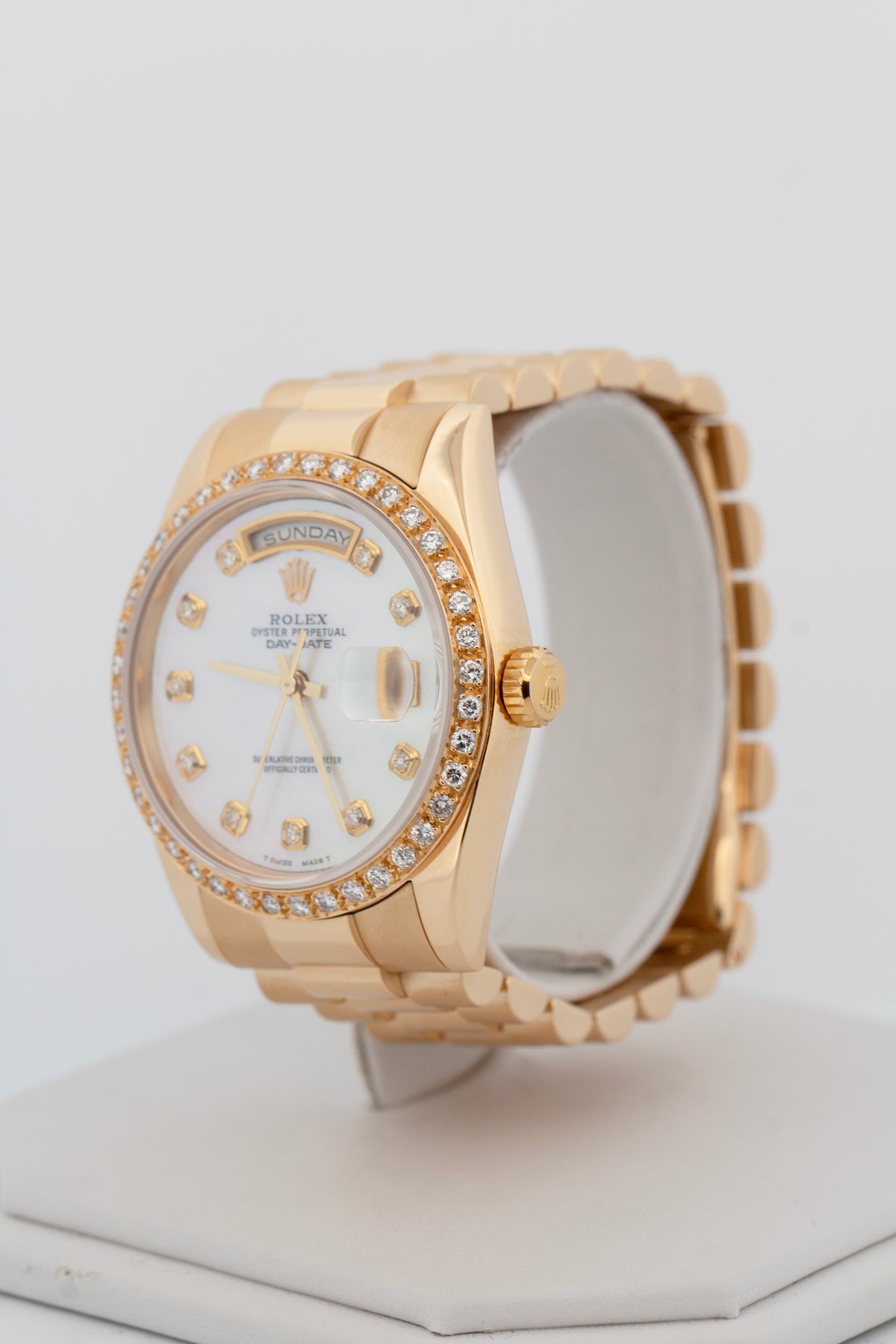 Rolex Day-Date President 118238 Mother of Pearl Diamond Yellow Gold 36mm Watch