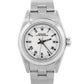 MINT Rolex Oyster Perpetual 24mm White Stainless Oyster NO-HOLES Watch 76080