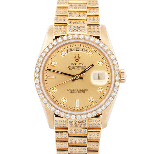 Rolex Day-Date President CHAMPAGNE DIAMOND 36mm 18K Yellow Gold Watch 18238