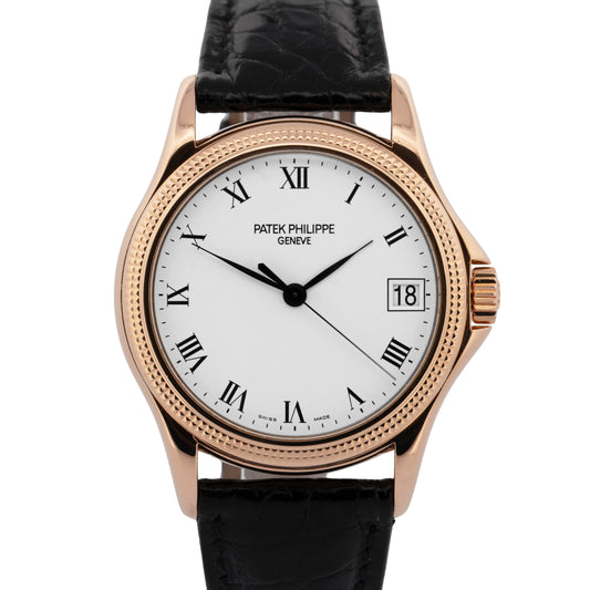 PAPERS Patek Philippe Calatrava 18K Rose Gold White Automatic 37mm 5117R BOX
