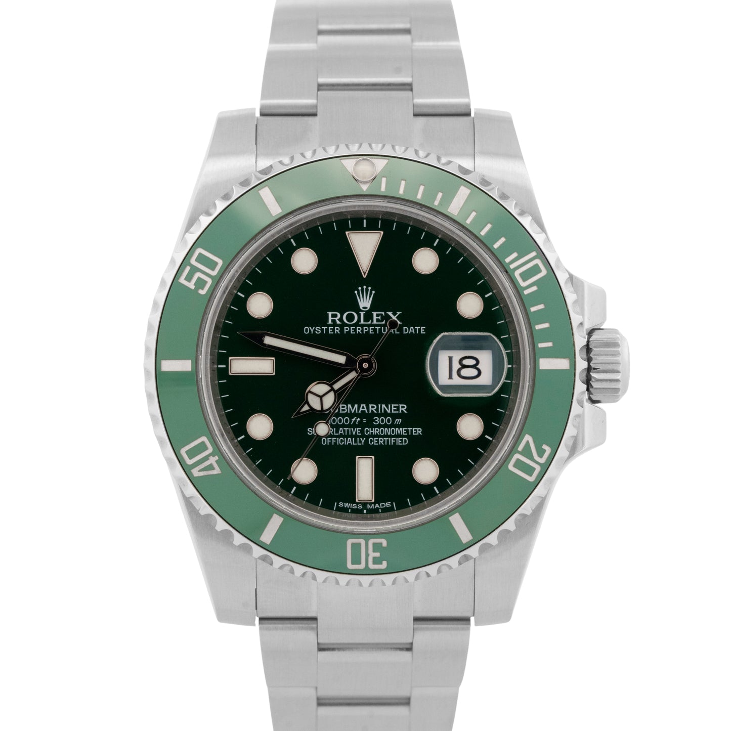 2015 PAPERS Rolex Submariner Date HULK GREEN Steel 40mm 116610 LV Watch BOX