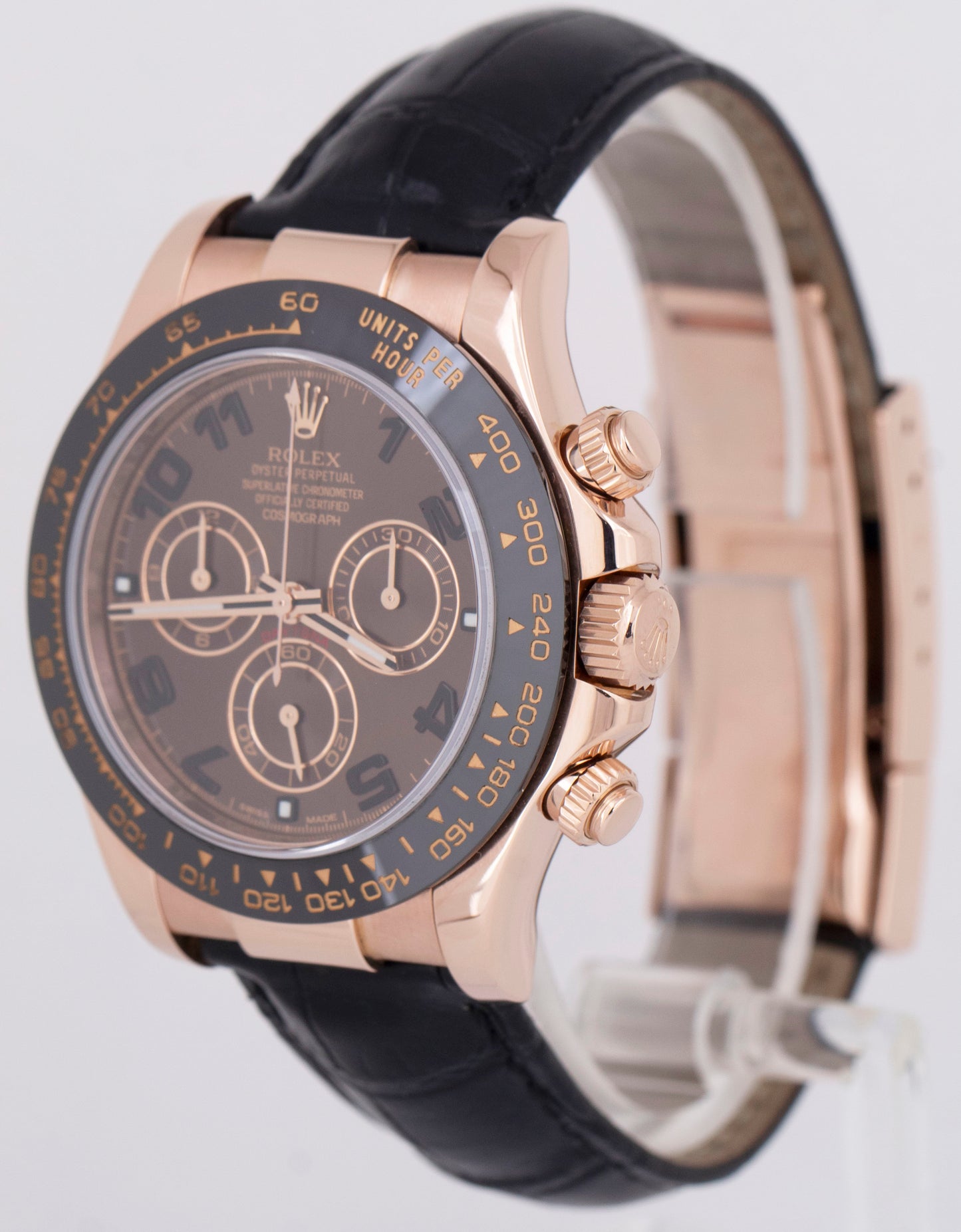 MINT PAPERS Rolex Daytona Chocolate Arabic 18K Rose Gold Ceramic 116515 40mm BOX