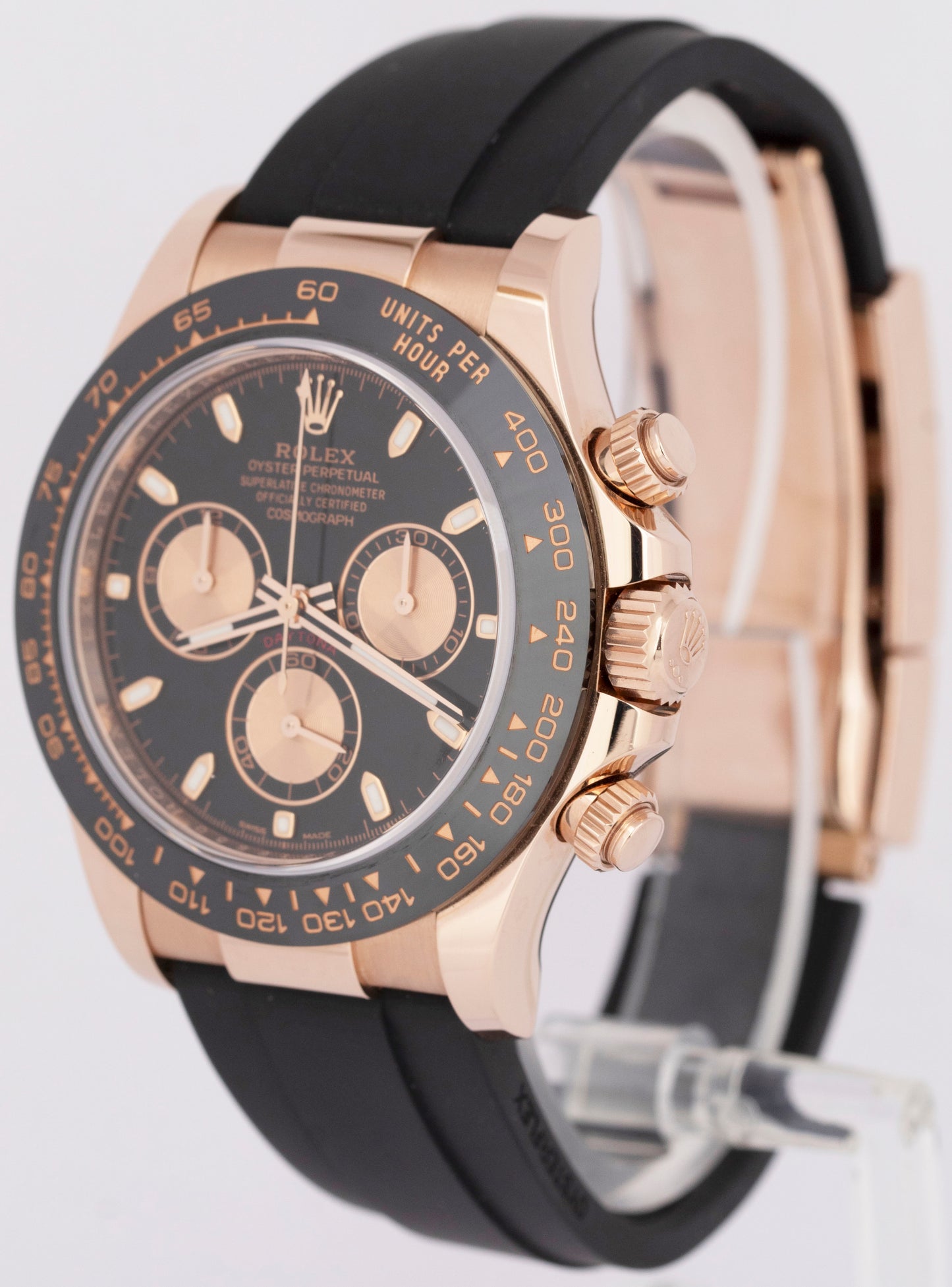 2021 NEW PAPERS Rolex Daytona BLACK 18K Rose Gold Oysterflex Watch 116515 LN BOX