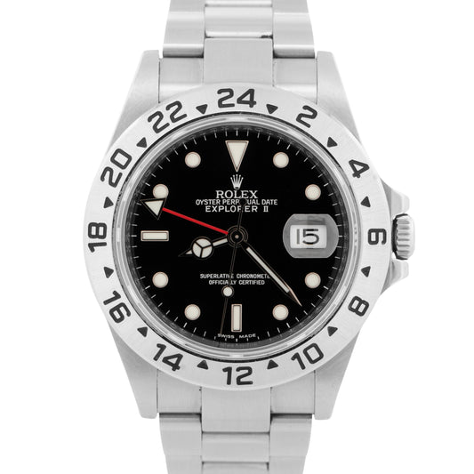 2015 UNPOLISHED PAPERS Rolex Explorer II 40mm 3186 BLACK REHAUT 16570 Watch BOX