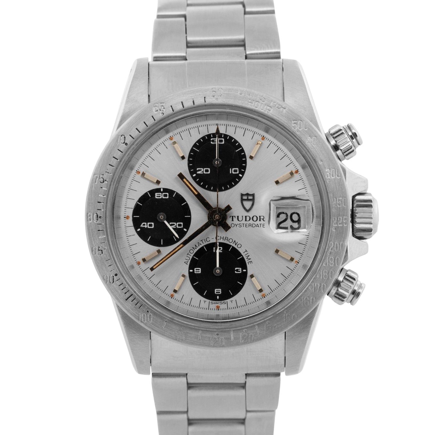 Tudor Oysterdate Big Block Chronograph SILVER Stainless Steel 40mm 94300 Watch