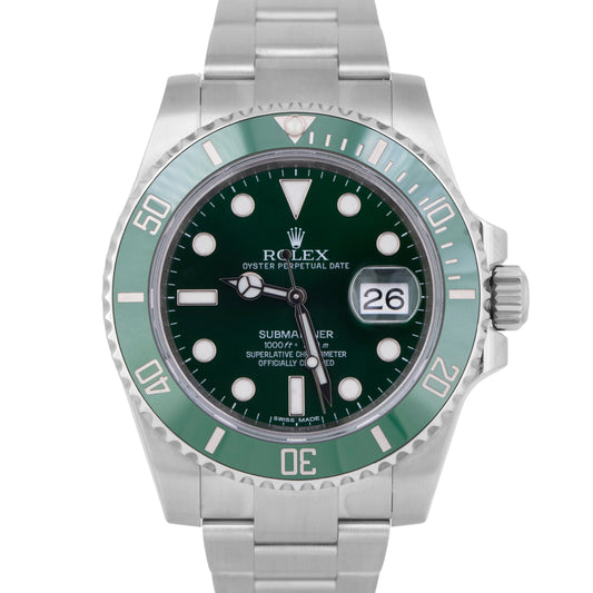 MINT Rolex Submariner Date HULK Green Ceramic 40mm Stainless 116610 LV Watch