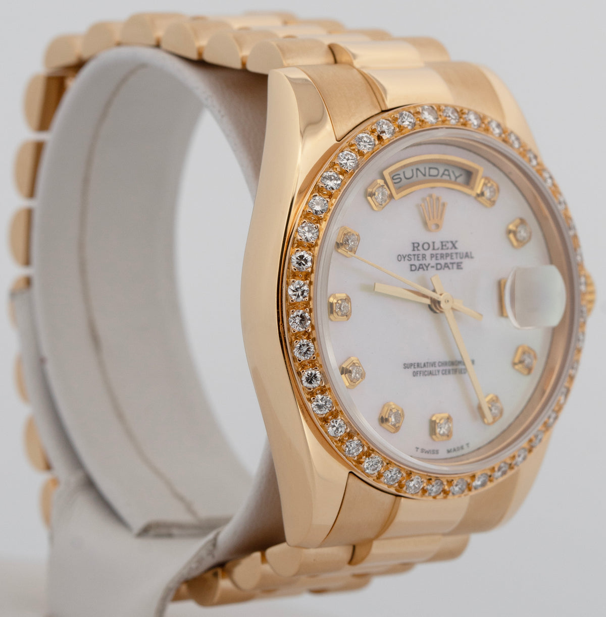 Rolex Day-Date President 118238 Mother of Pearl Diamond Yellow Gold 36mm Watch