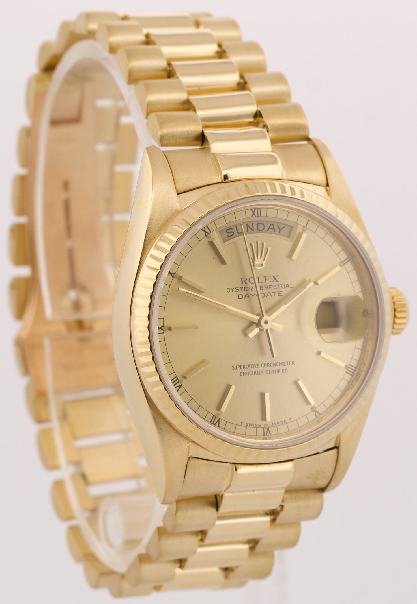 VINTAGE 1978 Rolex Day-Date President CHAMPAGNE 36mm 18K Yellow Gold Watch 18038