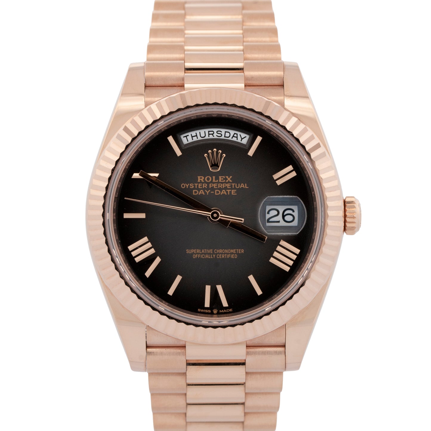 2024 PAPERS Rolex Day-Date 40 SLATE OMBRE 18K Rose Gold 40mm 228235 Watch BOX