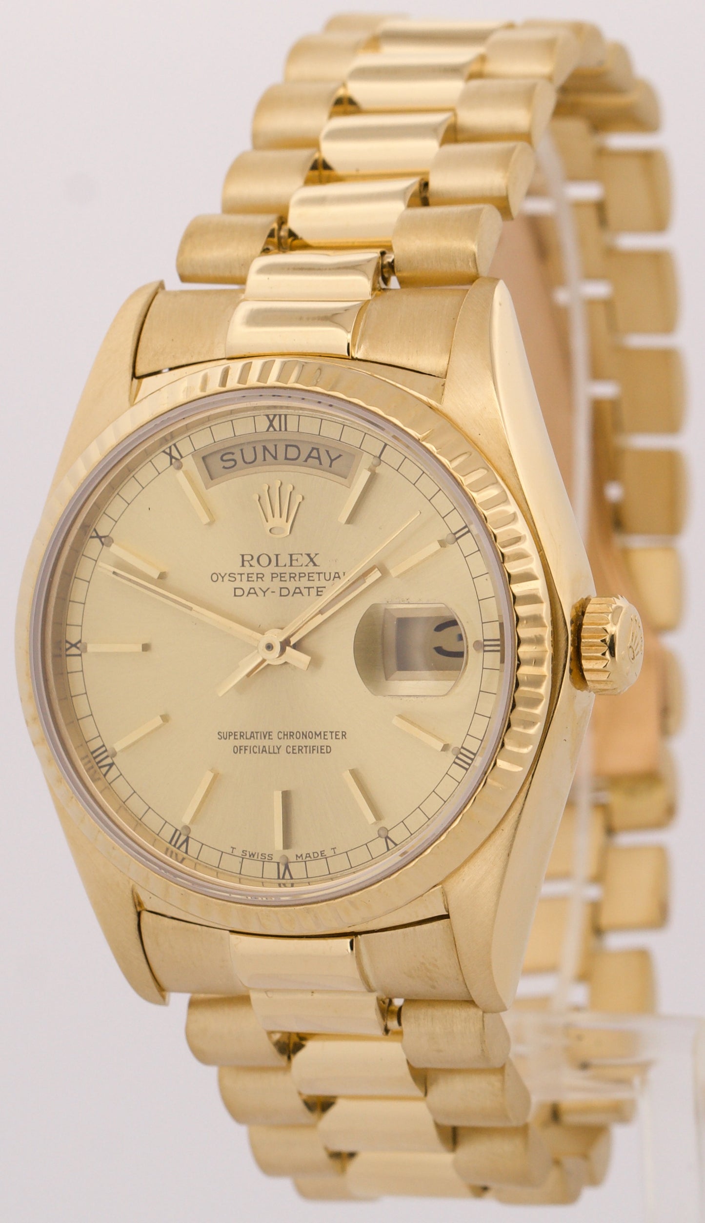 VINTAGE 1978 Rolex Day-Date President CHAMPAGNE 36mm 18K Yellow Gold Watch 18038
