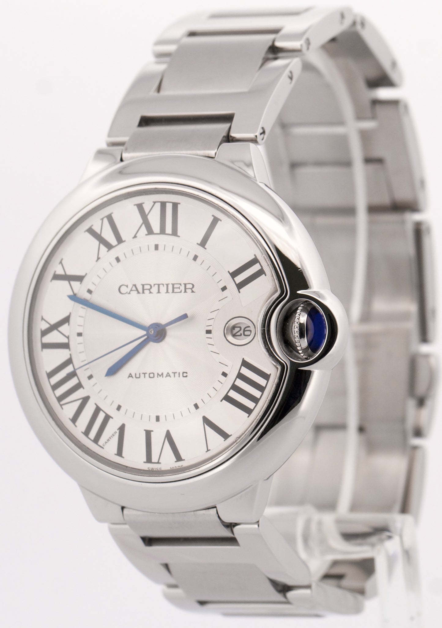 Cartier Ballon Bleu Stainless Steel SILVER Roman 42mm W69012Z4 3001 Watch