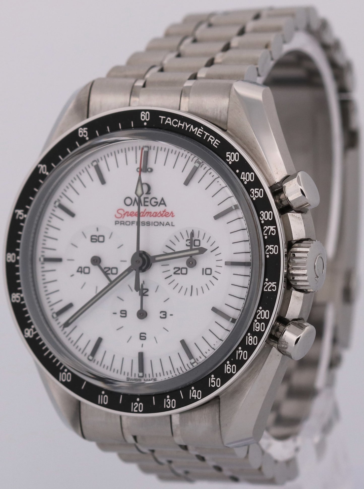 PAPERS Omega Speedmaster Moonwatch WHITE 42mm Steel 310.30.42.50.04.001 BOX