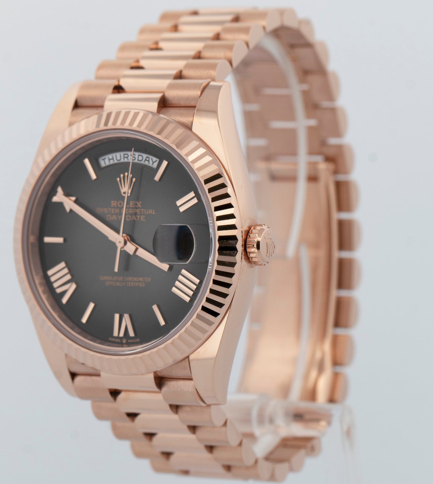 2024 PAPERS Rolex Day-Date 40 SLATE OMBRE 18K Rose Gold 40mm 228235 Watch BOX