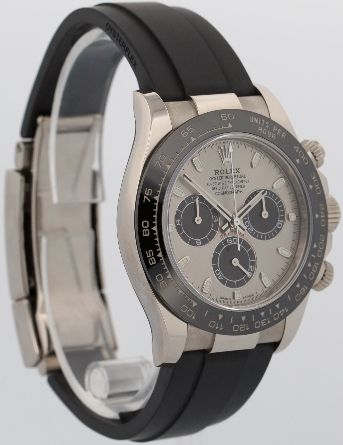 2020 PAPERS Rolex Daytona SILVER GHOST 18K Gold Oysterflex 40mm 116519 LN BOX