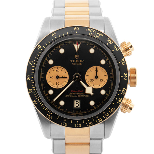PAPERS Tudor Black Bay Chrono Two-Tone 41mm Black Stainless Steel 79363 BOX