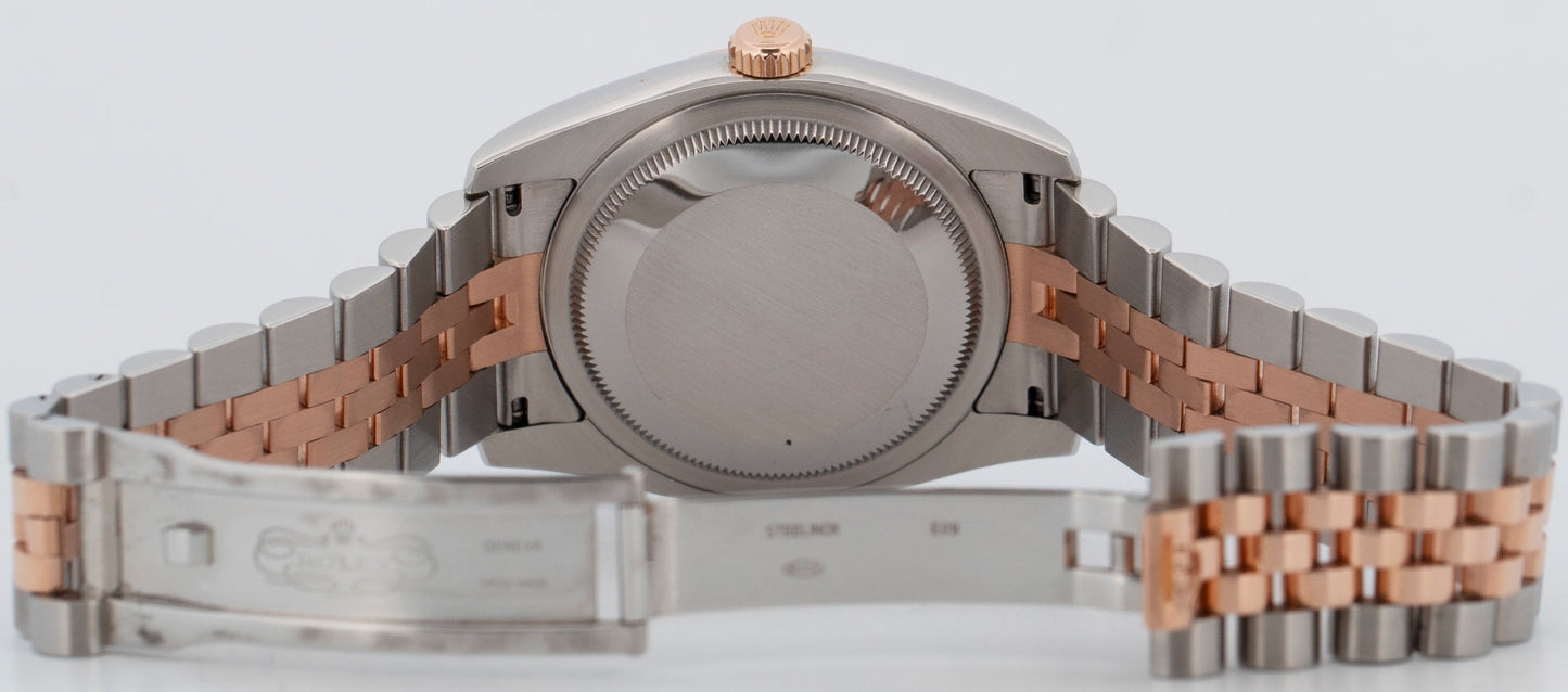 Rolex DateJust 36mm BLUE Two-Tone 18K Rose Gold Steel Jubilee 116231 Watch