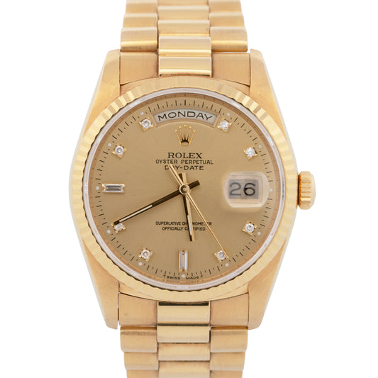 1994 PAPERS Rolex Day-Date President 36mm FACTORY DIAMOND Gold Watch 18238 BOX