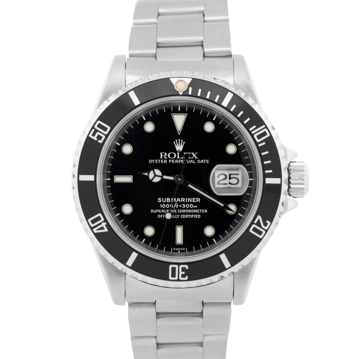 Rolex Submariner Date 16610 Black Stainless Steel 40mm Oyster Dive Watch