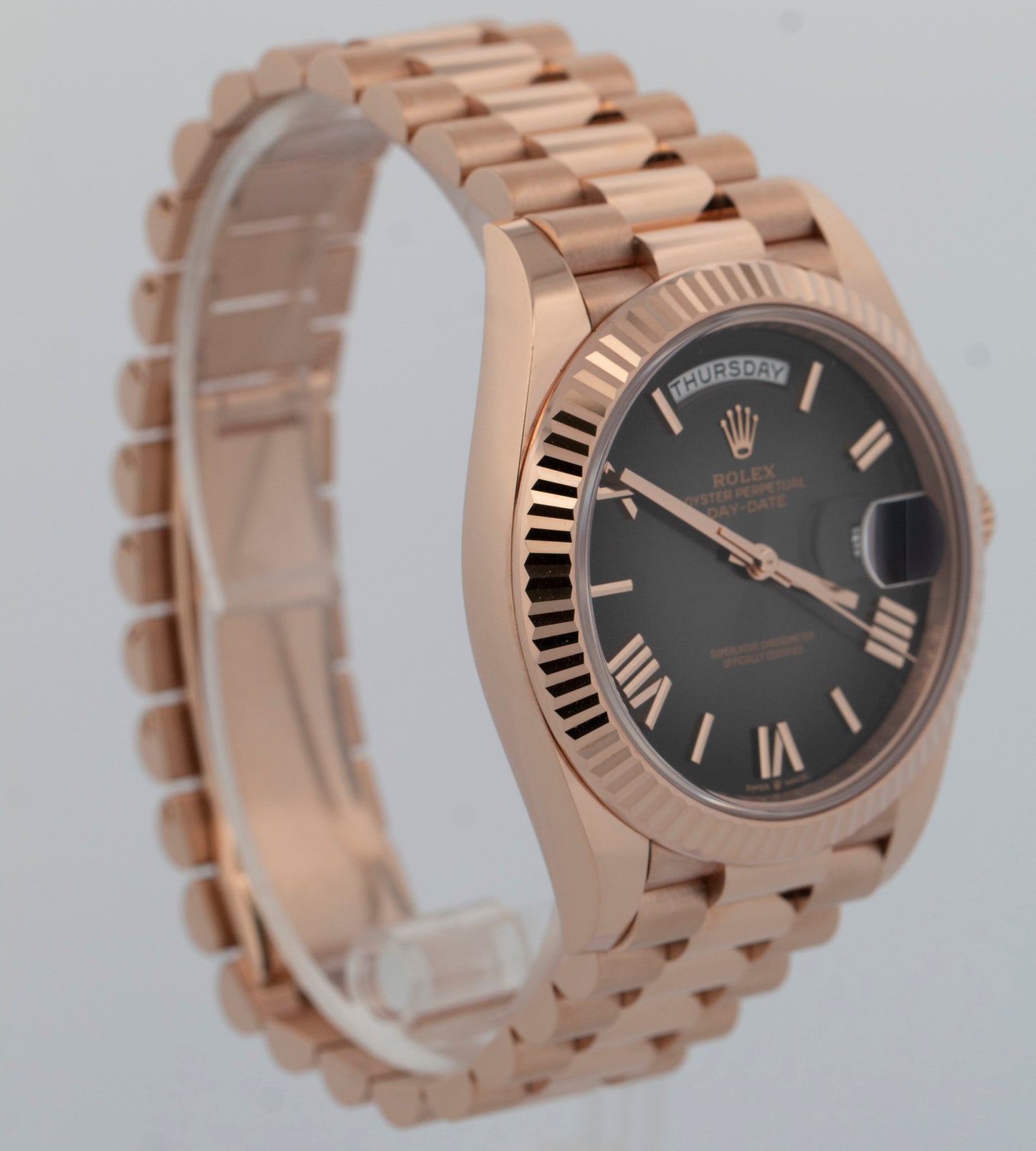 2024 PAPERS Rolex Day-Date 40 SLATE OMBRE 18K Rose Gold 40mm 228235 Watch BOX