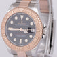 MINT NEW PAPERS Rolex Yacht-Master 37mm Steel Rose Gold BLACK Watch 268621 BOX