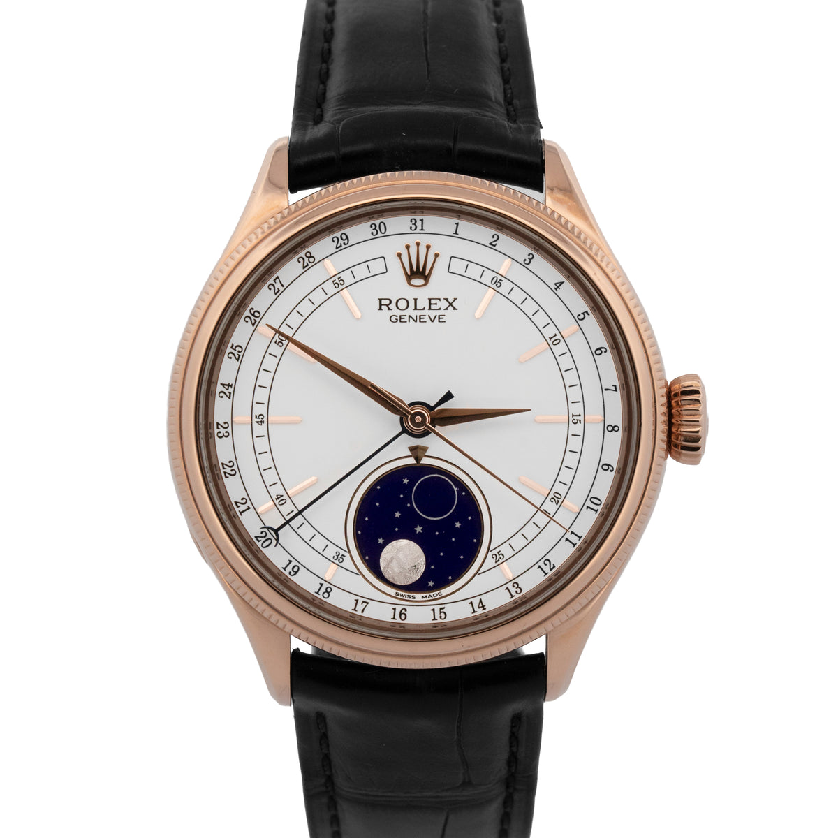 Rolex Cellini Moonphase 50535 White 18K Rose Gold White 39mm Watch Box