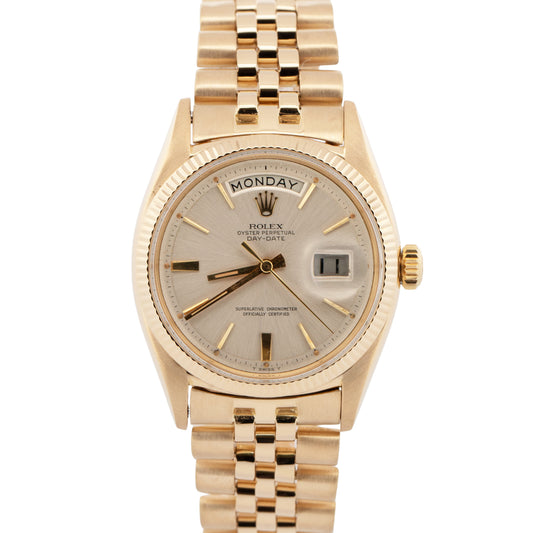 Vintage Rolex Day-Date SILVER Doorstop 18K Yellow Gold Jubilee 36mm 6611 Watch