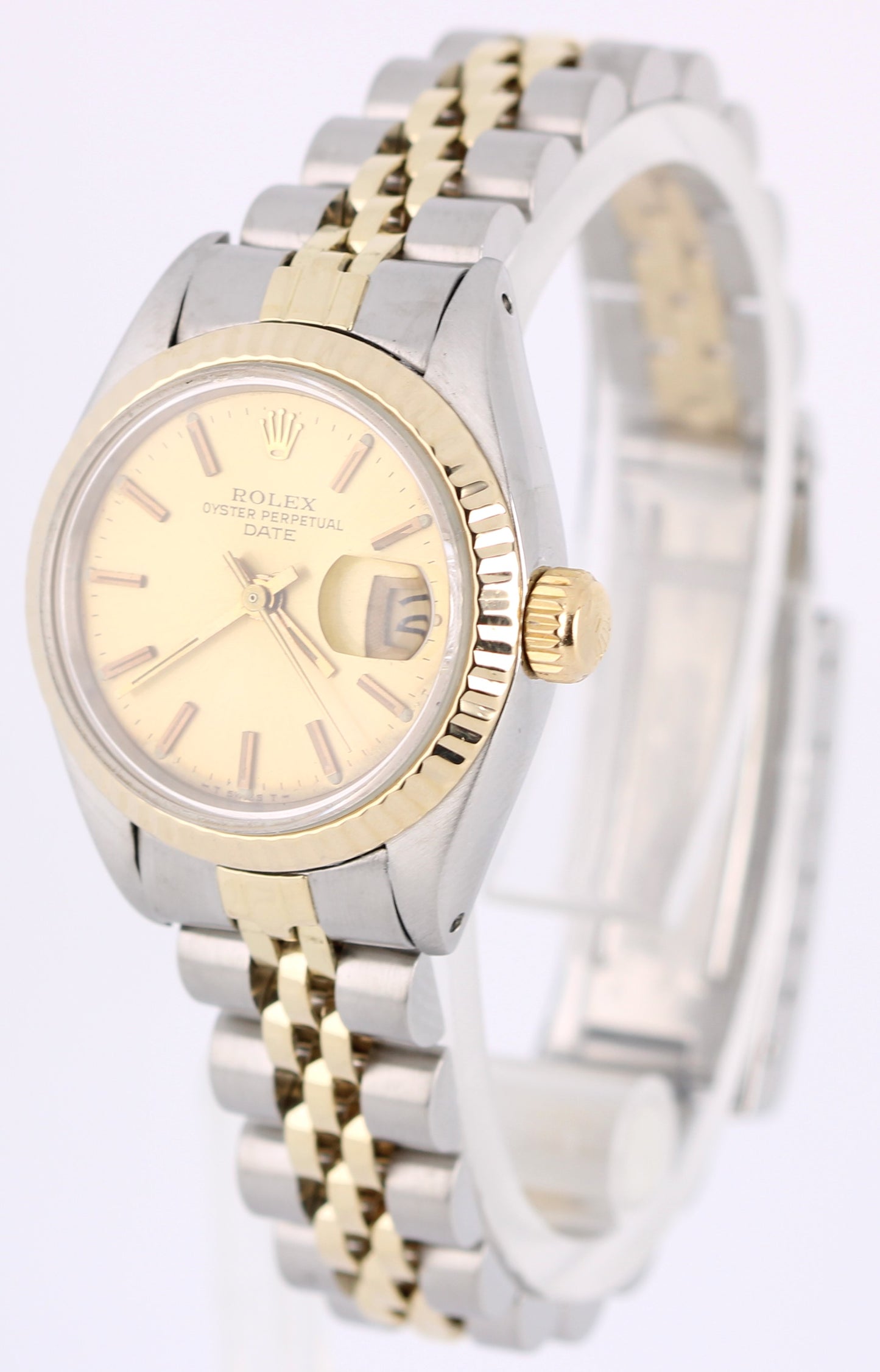 VINTAGE Rolex Oyster Perpetual Date Champagne 26mm Two-Tone 18k Gold 6917 Watch
