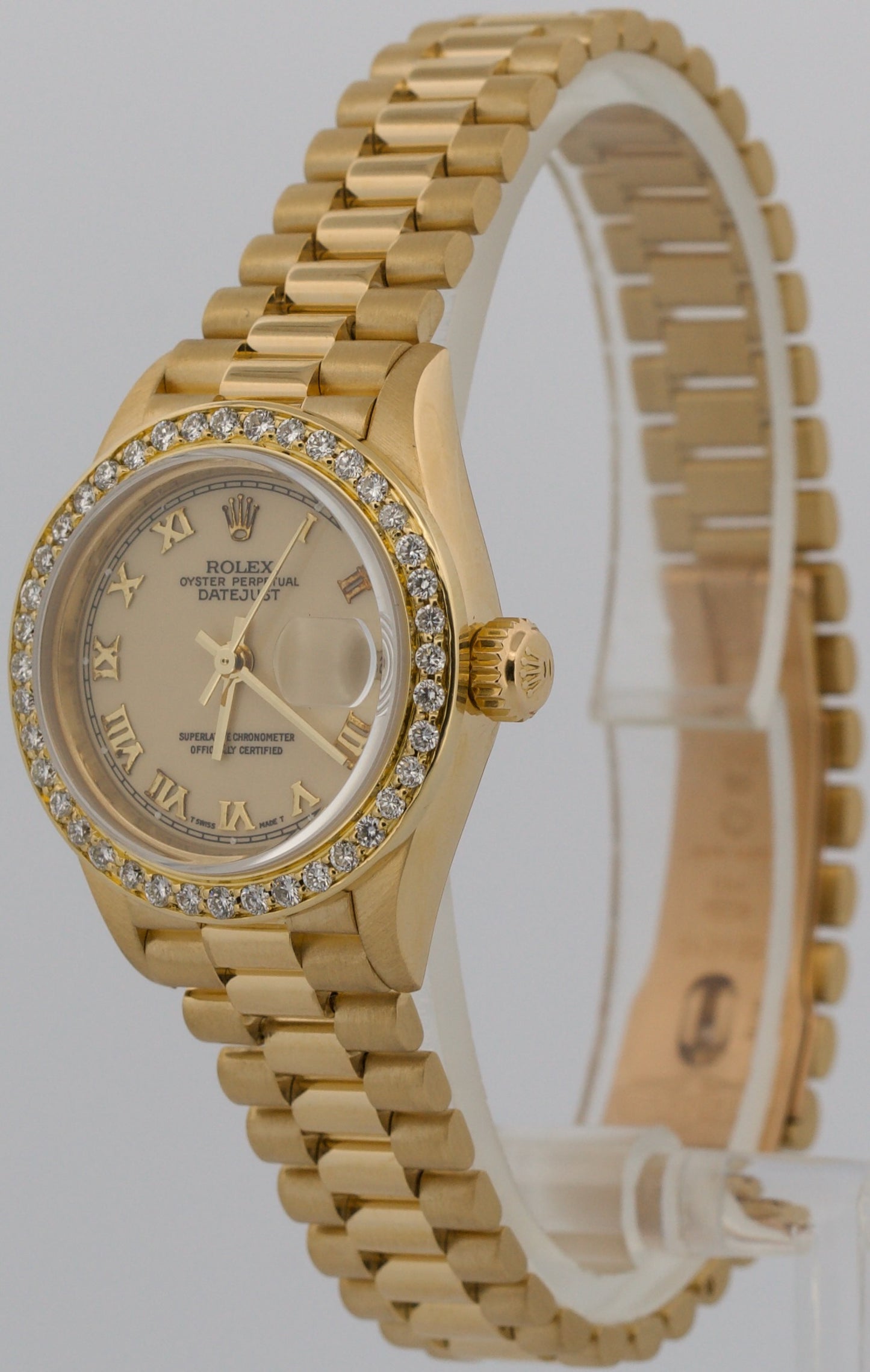 Rolex DateJust President 28mm CREAM ROMAN 18K Yellow Gold DIAMOND 79178 BOX