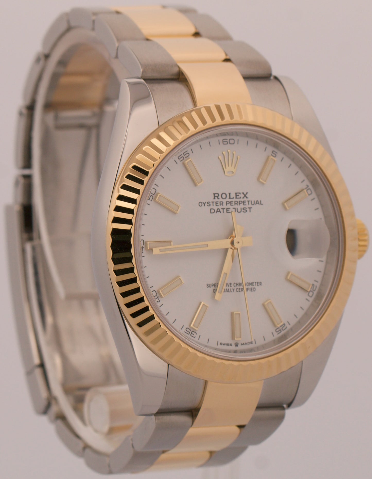 Rolex DateJust 41 WHITE Two-Tone 18K Yellow Gold Steel OYSTER 41mm 126333 Watch