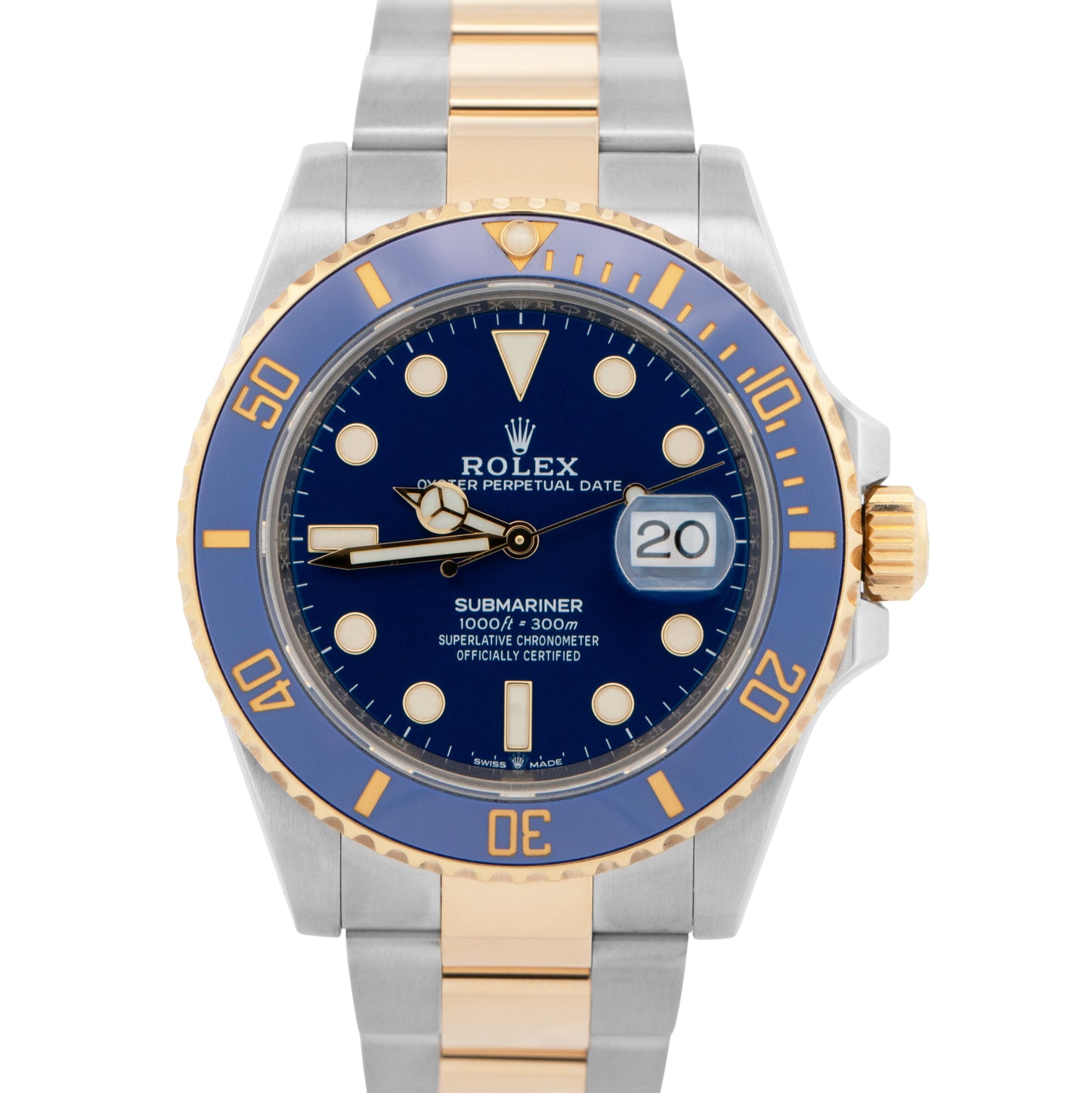 PAPERS Rolex Submariner Date BLUE 41mm Ceramic Two-Tone Gold Watch 126613 LB BOX