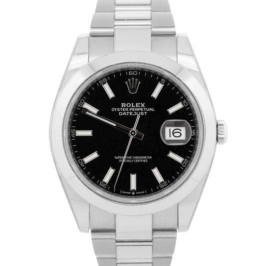 2021 PAPERS Rolex DateJust 41 BLACK Stainless Steel 41mm 126300 Watch BOX