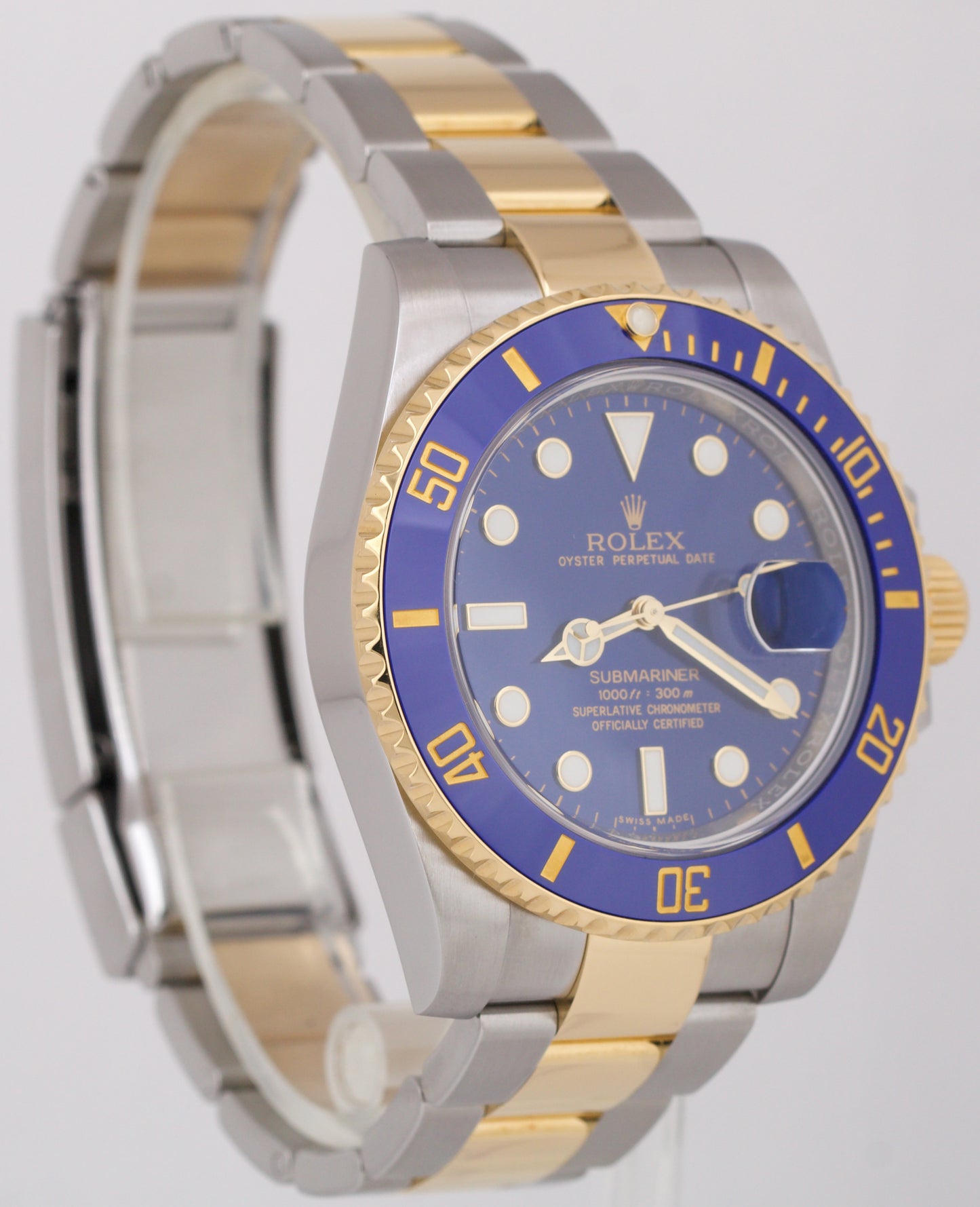 MINT PAPERS Rolex Submariner Date BLUE Ceramic 40mm Two-Tone 18K Gold 116613 BOX