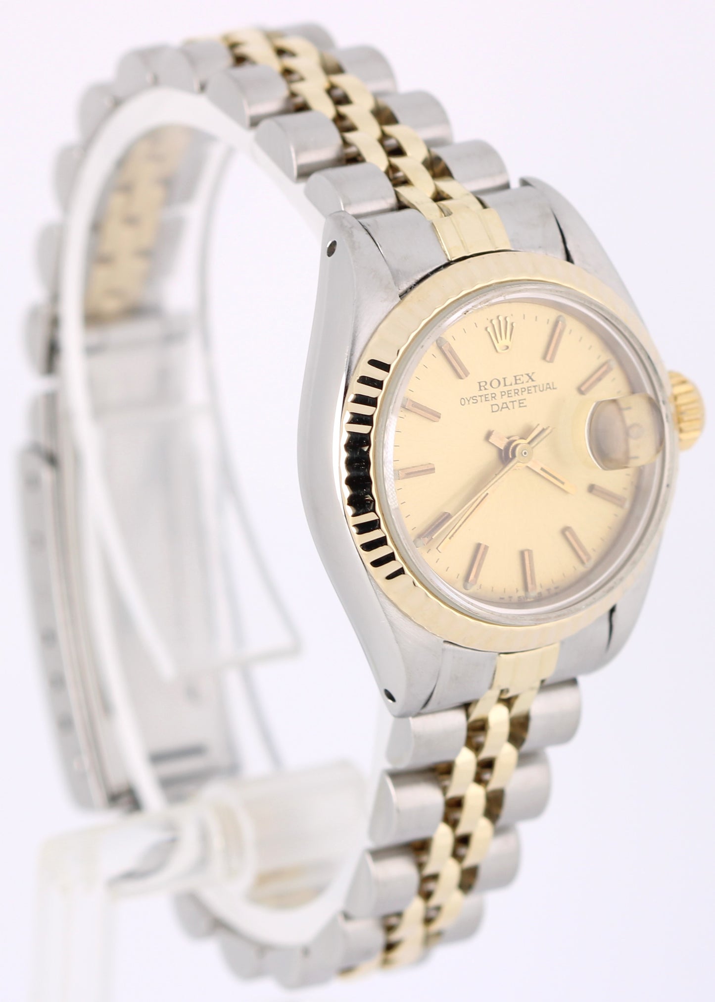 VINTAGE Rolex Oyster Perpetual Date Champagne 26mm Two-Tone 18k Gold 6917 Watch