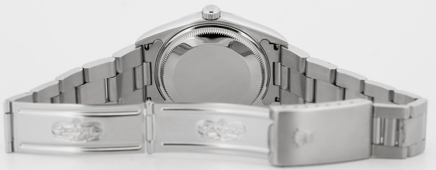 Rolex Oyster Perpetual Date Silver 34mm Oyster Steel NO-HOLES Watch 15200