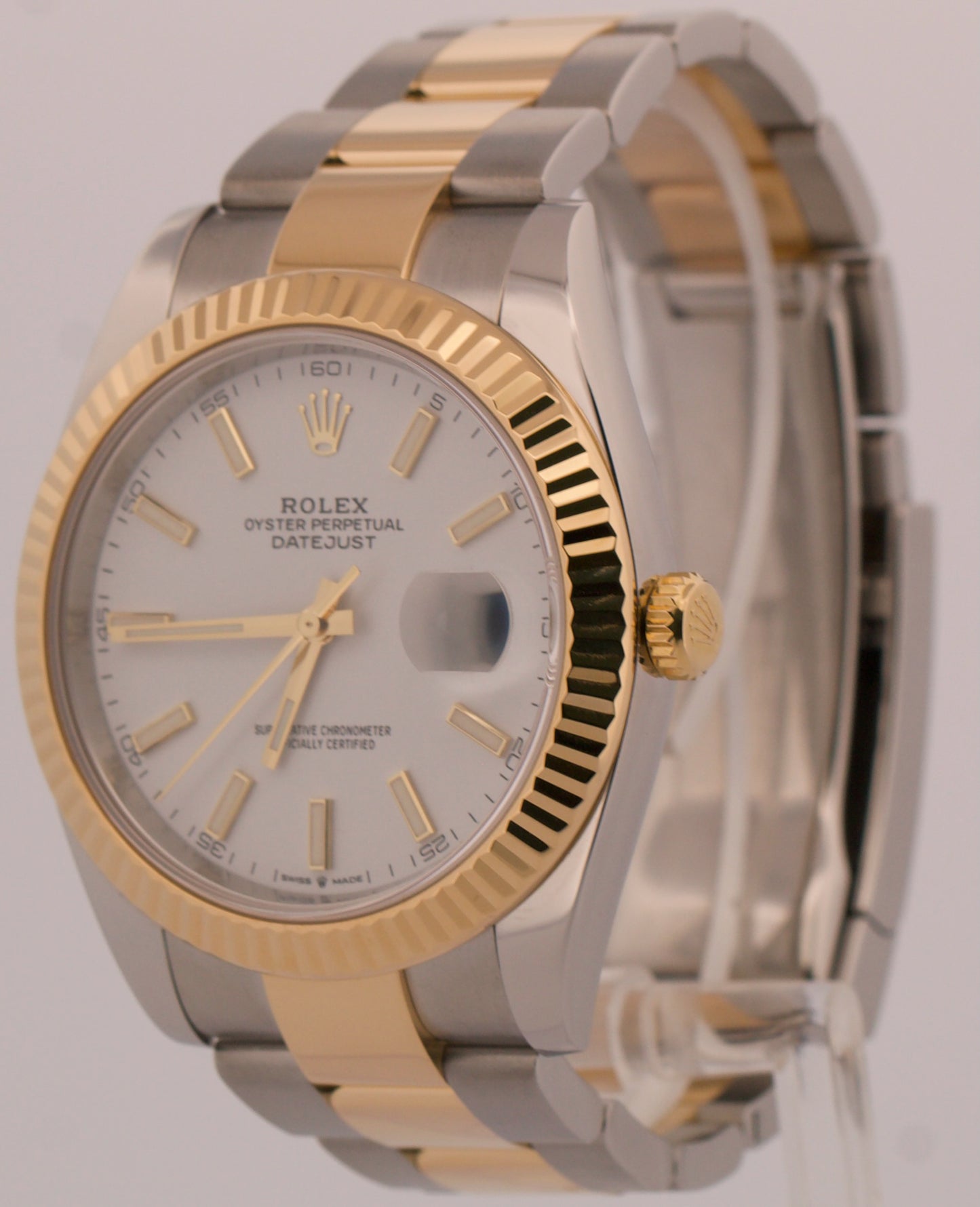 Rolex DateJust 41 WHITE Two-Tone 18K Yellow Gold Steel OYSTER 41mm 126333 Watch
