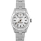 Ladies Rolex Date 26mm White Stainless Steel Oyster Roman Automatic Watch 69160