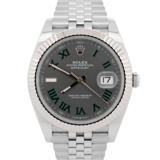 2024 PAPERS Rolex DateJust 41mm WIMBLEDON 18K Fluted Steel JUBILEE 126334 BOX