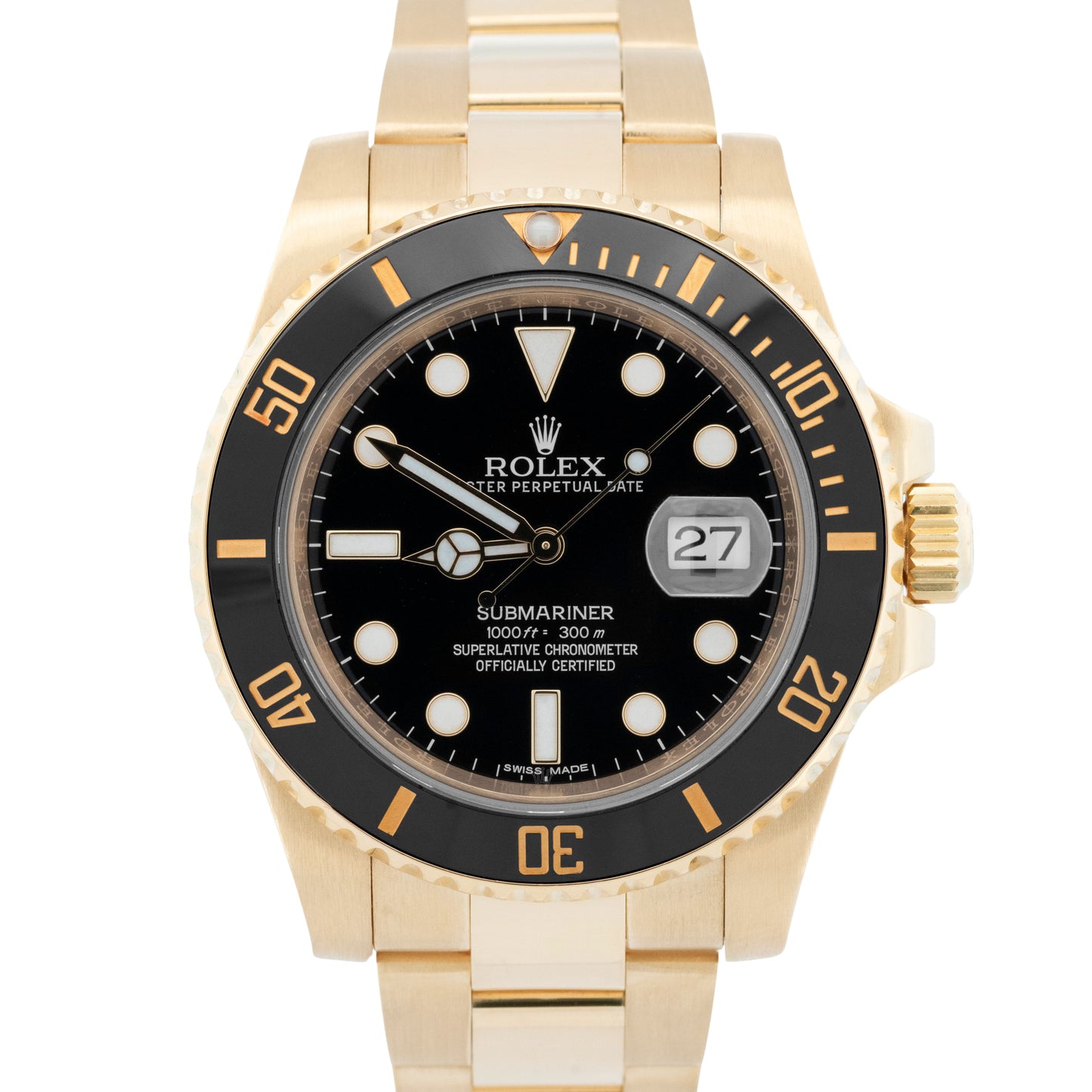MINT PAPERS Rolex Submariner Date Ceramic 18K Yellow Gold Black 40mm 116618 BOX