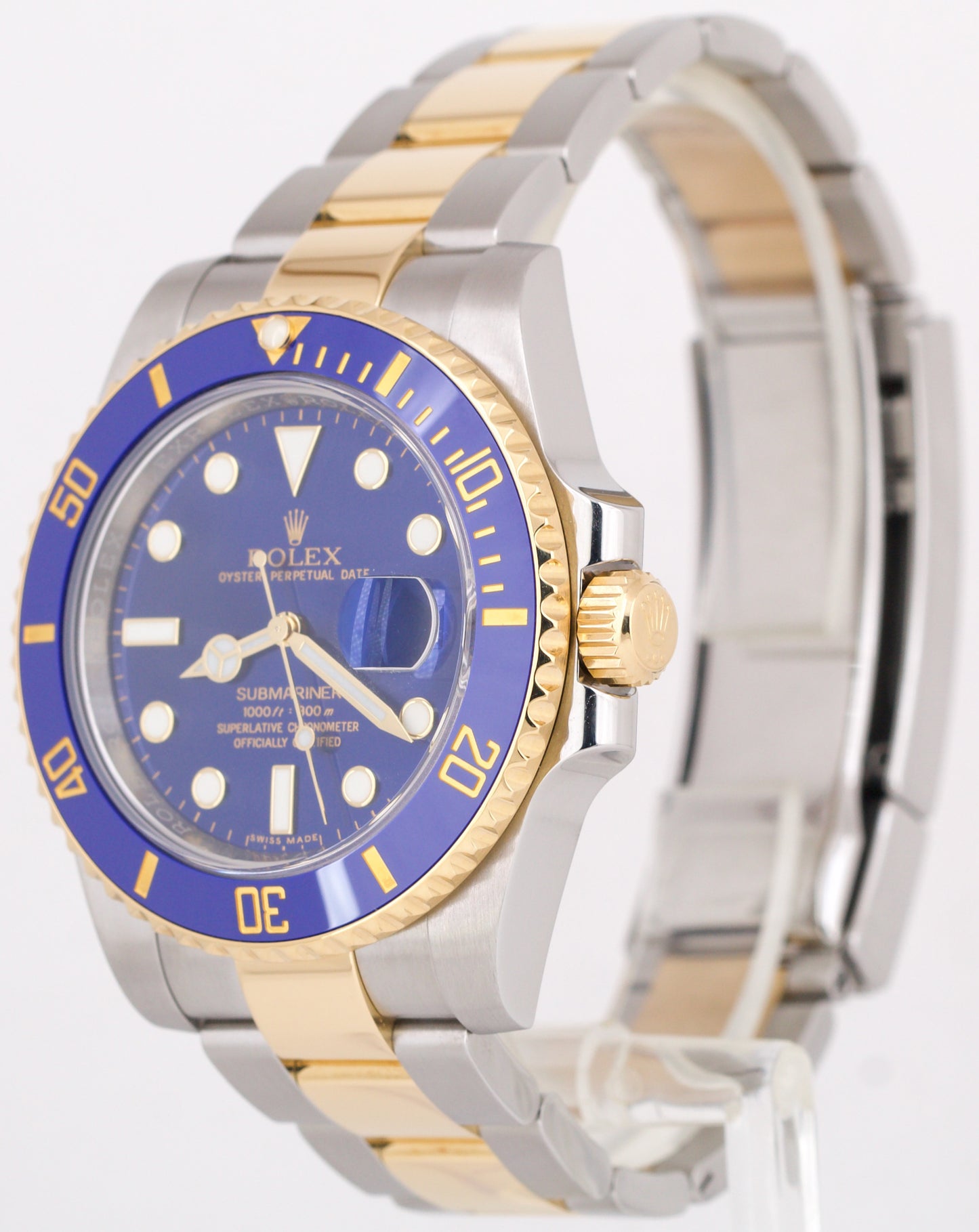 MINT PAPERS Rolex Submariner Date BLUE Ceramic 40mm Two-Tone 18K Gold 116613 BOX