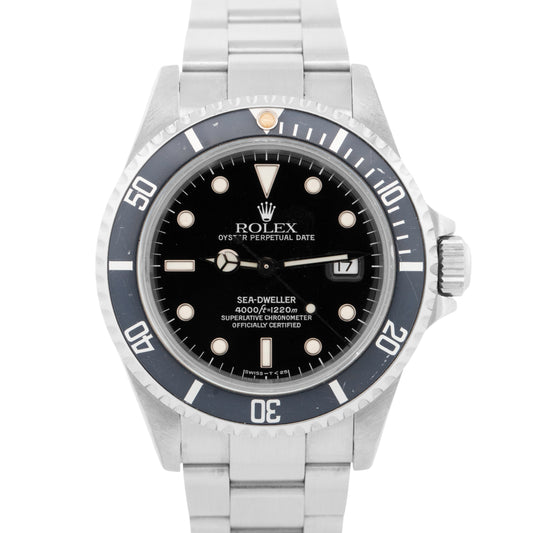PAPERS UNPOLISHED Rolex Sea-Dweller 40mm BLACK Steel Date Watch 16600 BOX