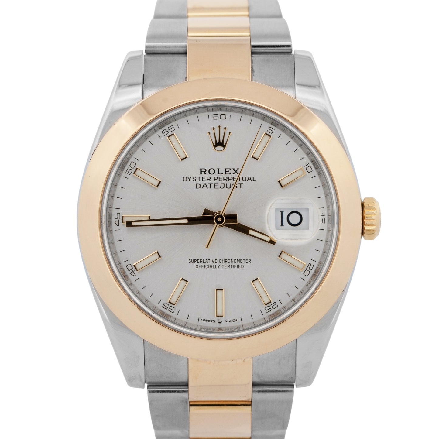 PAPERS Rolex Datejust SILVER Two-Tone 18K Yellow Gold Steel 41mm 126303 BOX