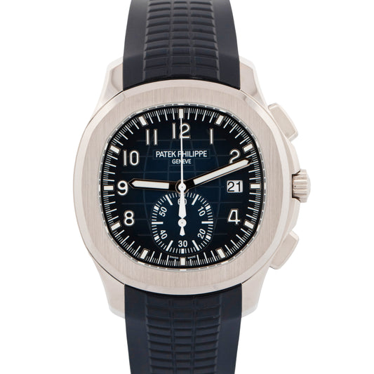 PAPERS Patek Philippe Aquanaut BLUE Rubber 18K White Gold 42.2mm 5968G-001 BOX