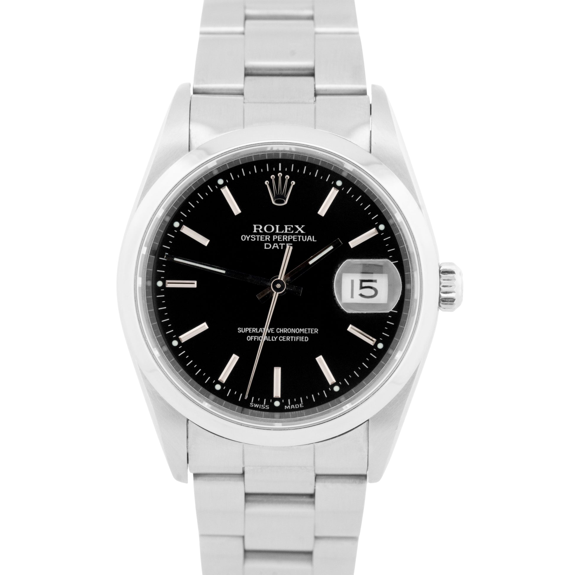 MINT Rolex Oyster Perpetual Date 34mm Black Dial Stainless Steel