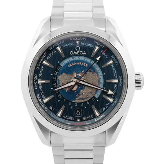 MINT PAPERS Omega Seamaster Worldtimer Steel 43mm BLUE 220.10.43.22.03.001 BOX