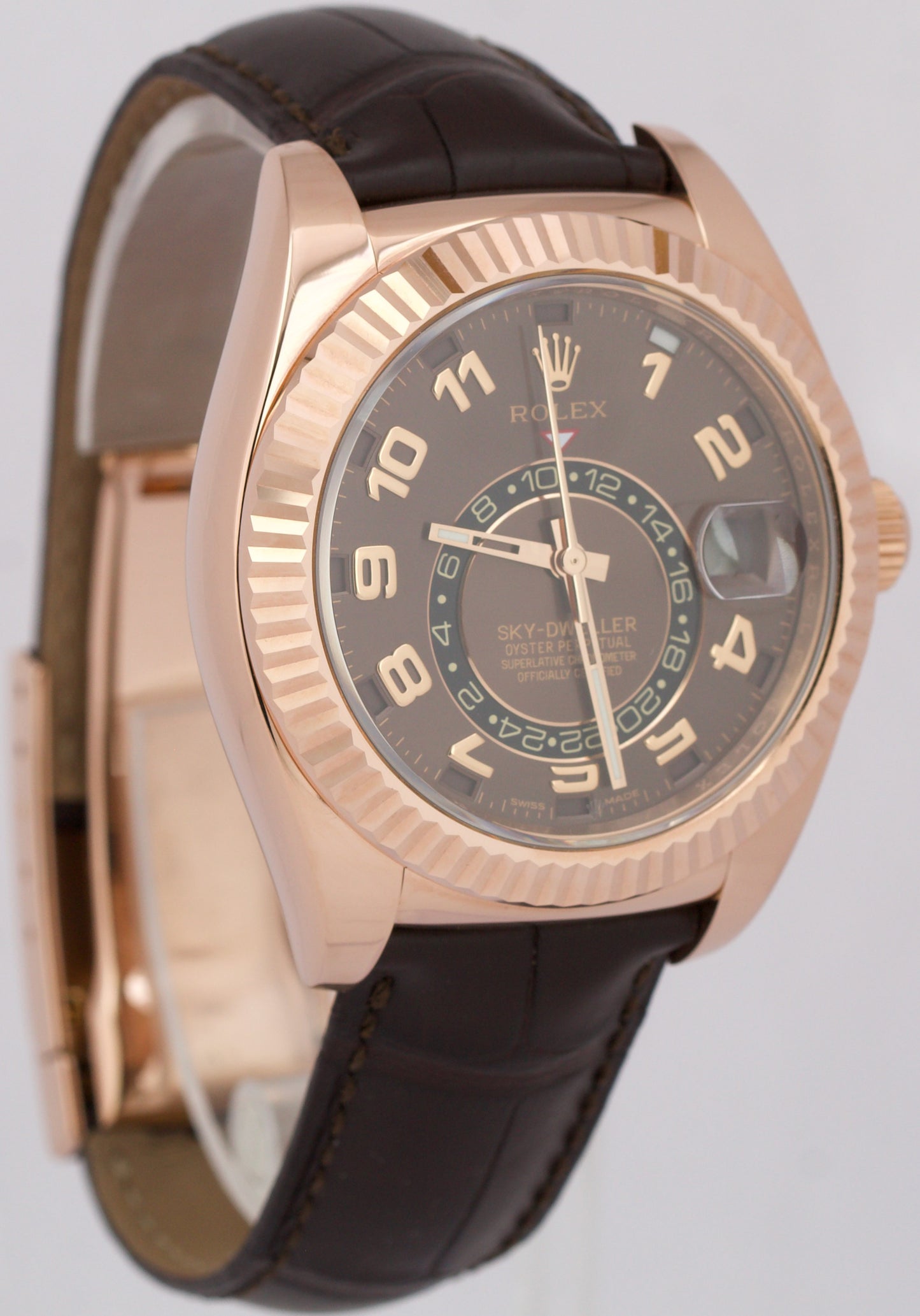 MINT Rolex Sky-Dweller 42mm CHOCOLATE ARABIC Brown 18K Rose Gold 326135 BOX