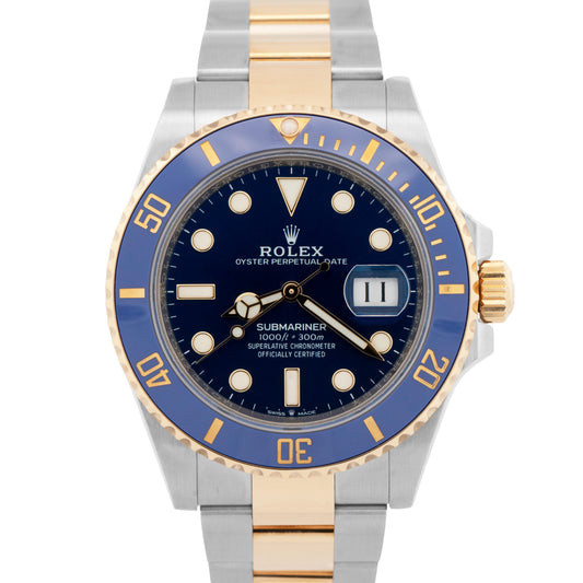 Rolex Submariner Date BLUE 41mm Ceramic Two-Tone 18K Gold Steel 126613 LB