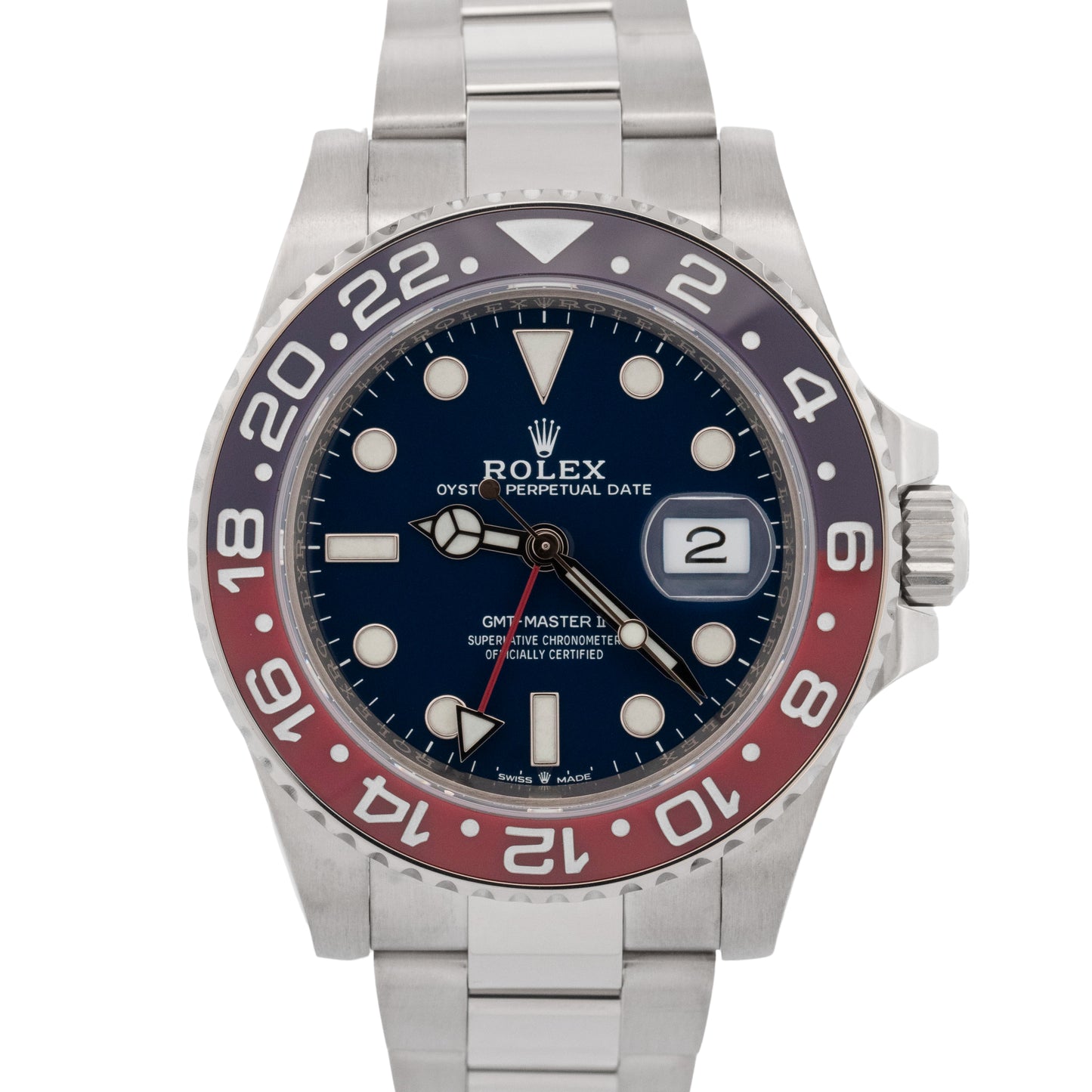 PAPERS Rolex GMT-Master II PEPSI Red Blue 18K White Gold Watch 126719 BLRO BOX