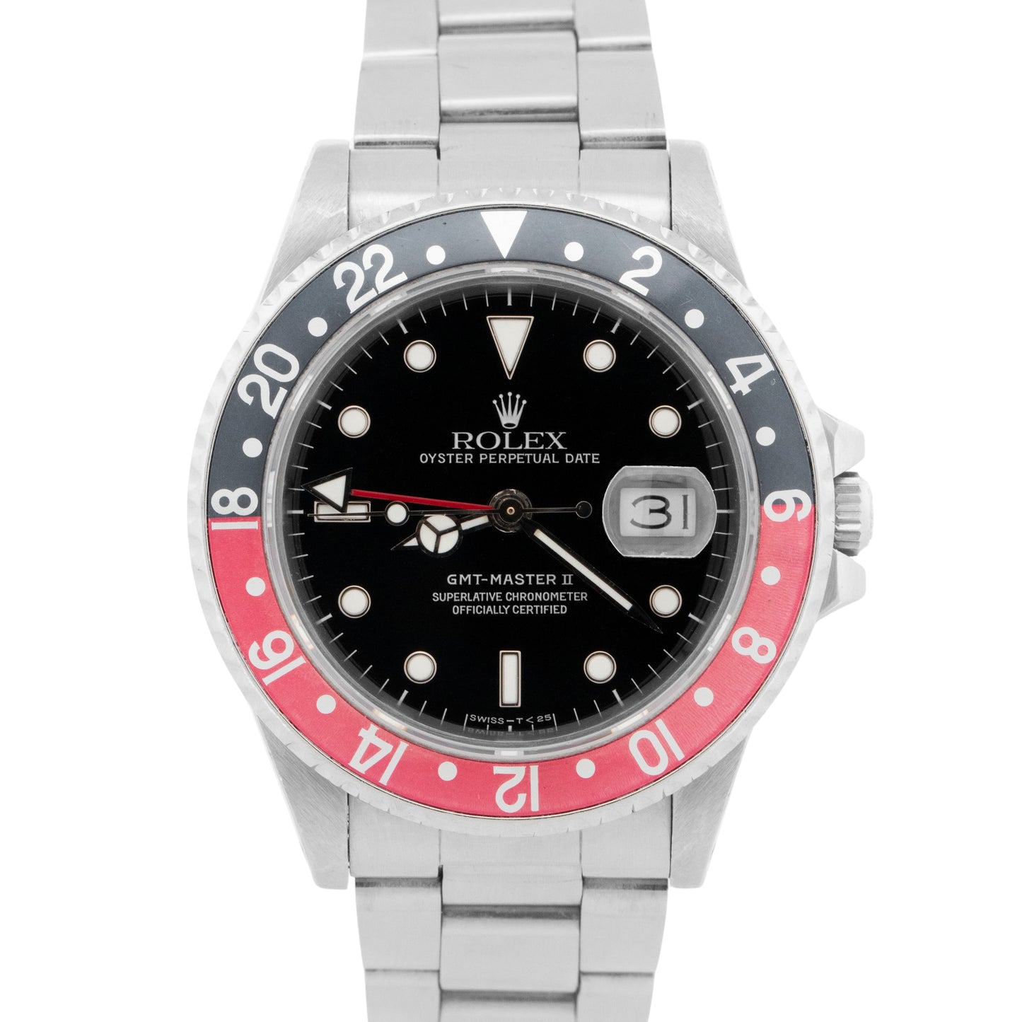 1986 Rolex GMT-Master II 16760 Coke Red Black Steel 40mm Watch Box Papers